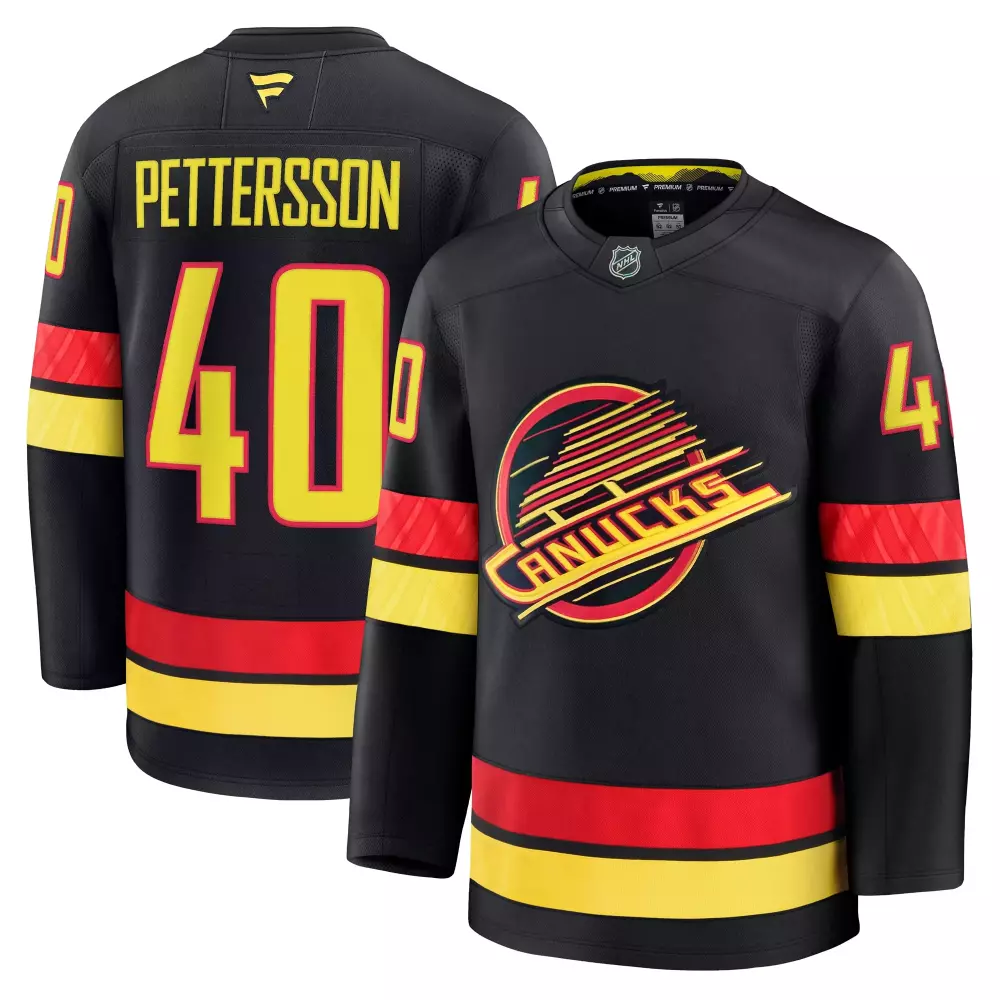 elias pettersson vancouver canucks fanatics alternate premium jersey black