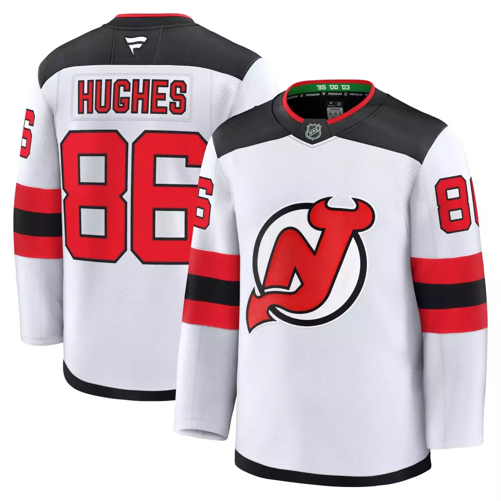 jack hughes new jersey devils fanatics away premium jersey white