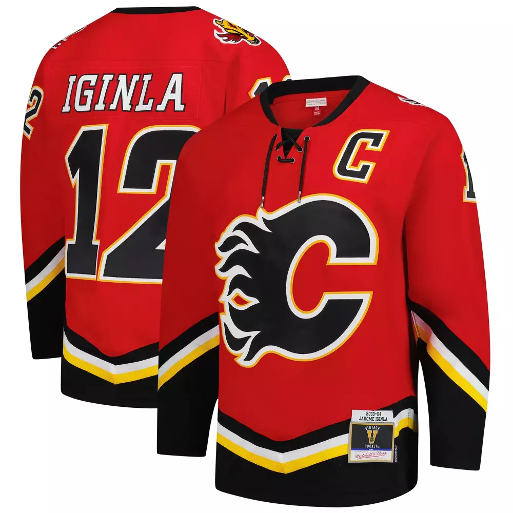 jarome iginla calgary flames mitchell ness 2003 04 power play jersey red