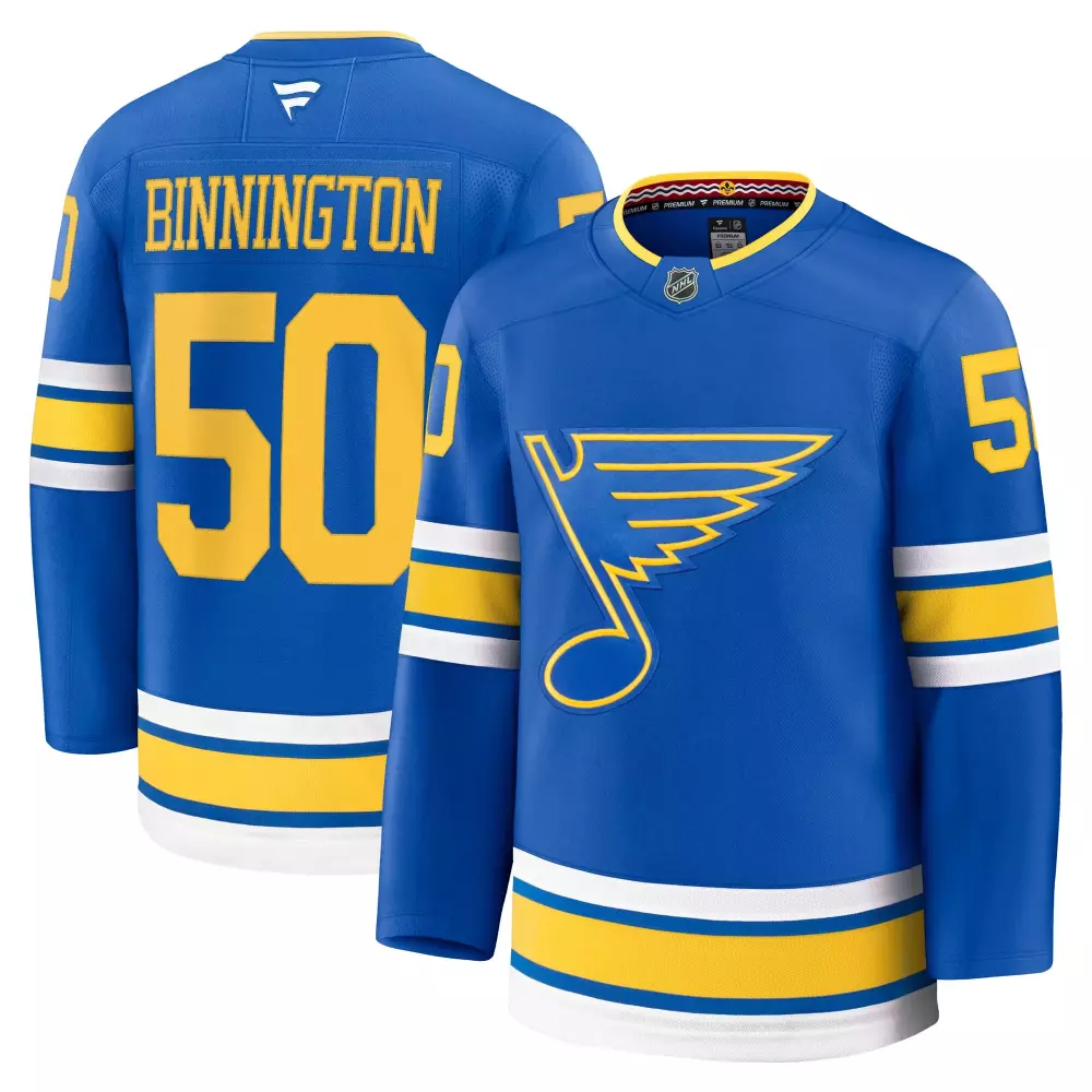 jordan binnington st louis blues fanatics away premium player jersey white 1