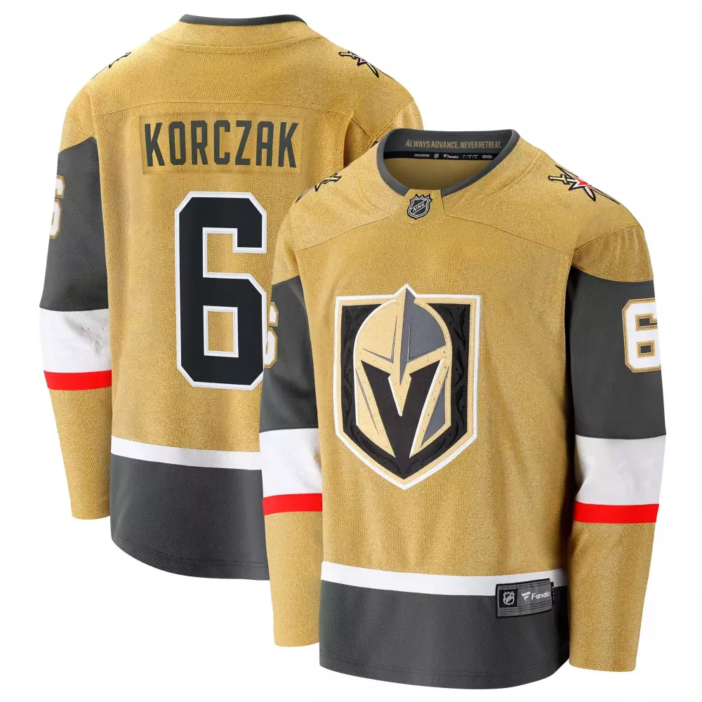 kaedan korczak vegas golden knights fanatics home breakaway jersey gold