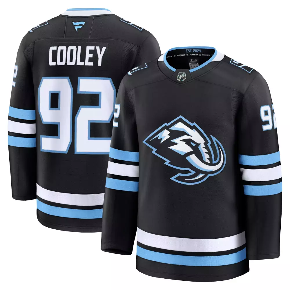 logan cooley utah mammoth fanatics away premium player jersey white 1