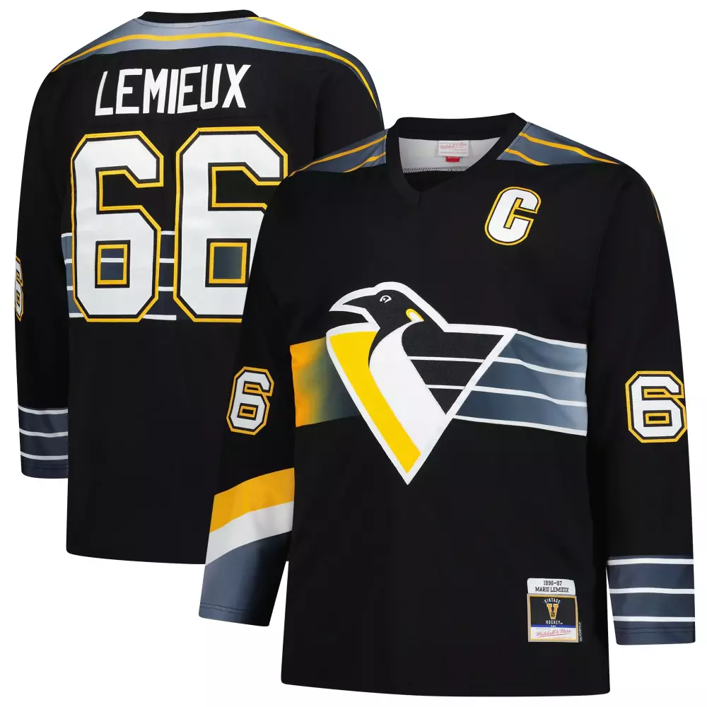 mario lemieux pittsburgh penguins mitchell ness 1996 97 blue line 2 0 jersey black