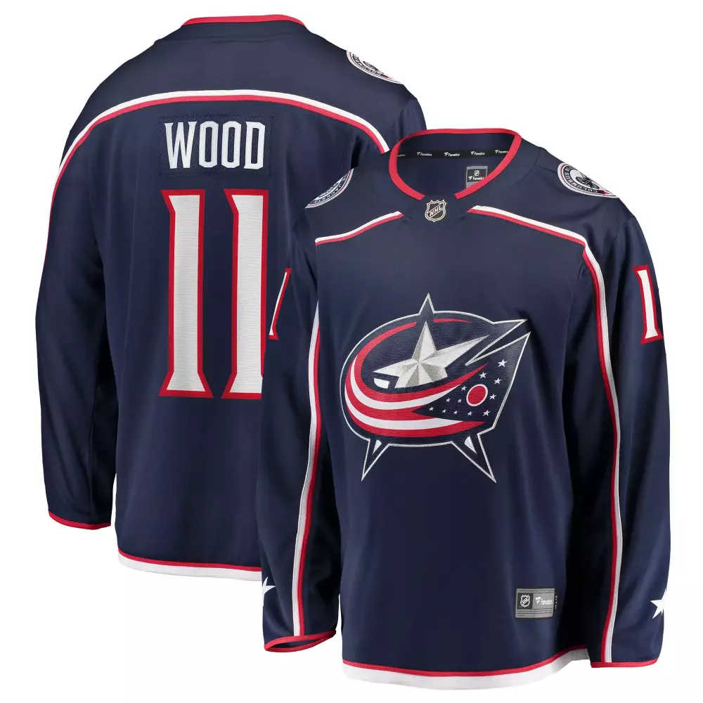 miles wood columbus blue jackets fanatics home breakaway jersey navy