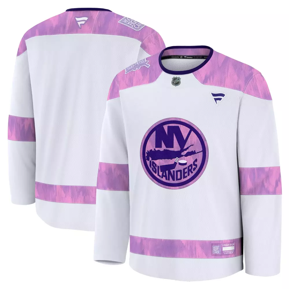 new york islanders fanatics 2024 hockey fights cancer practice jersey white
