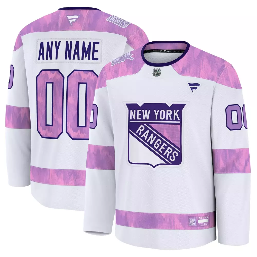 new york rangers fanatics 2024 hockey fights cancer custom practice jersey white