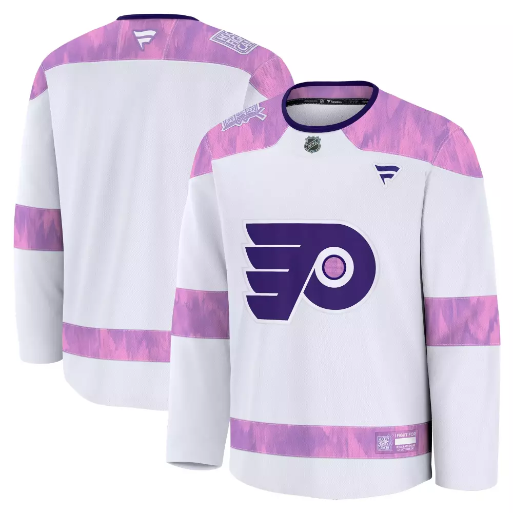 philadelphia flyers fanatics 2024 hockey fights cancer practice jersey white
