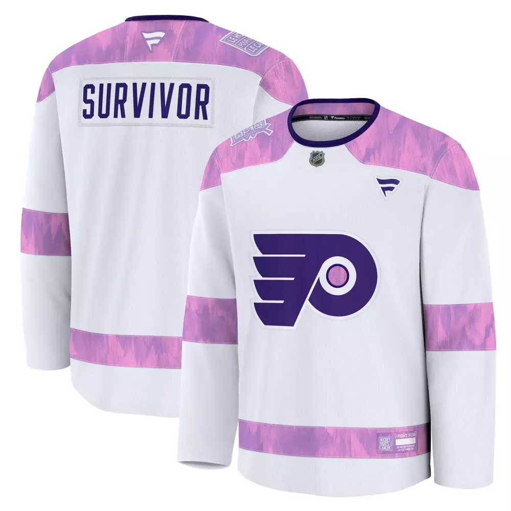 philadelphia flyers fanatics 2024 hockey fights cancer practice jersey white