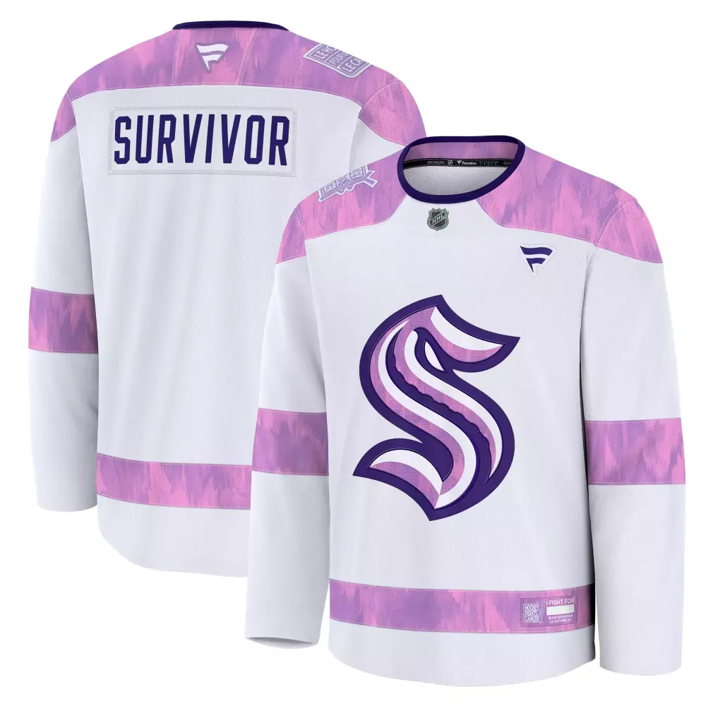 seattle kraken fanatics hockey fights cancer practice jersey white