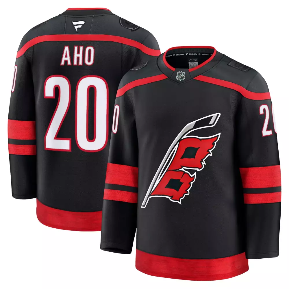 sebastian aho carolina hurricanes fanatics home premium jersey black