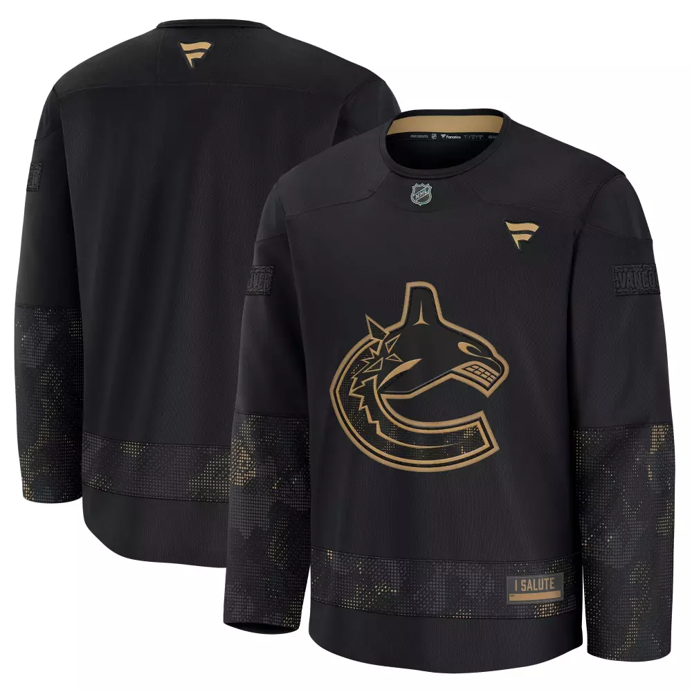 vancouver canucks fanatics 2024 military appreciation practice jersey black